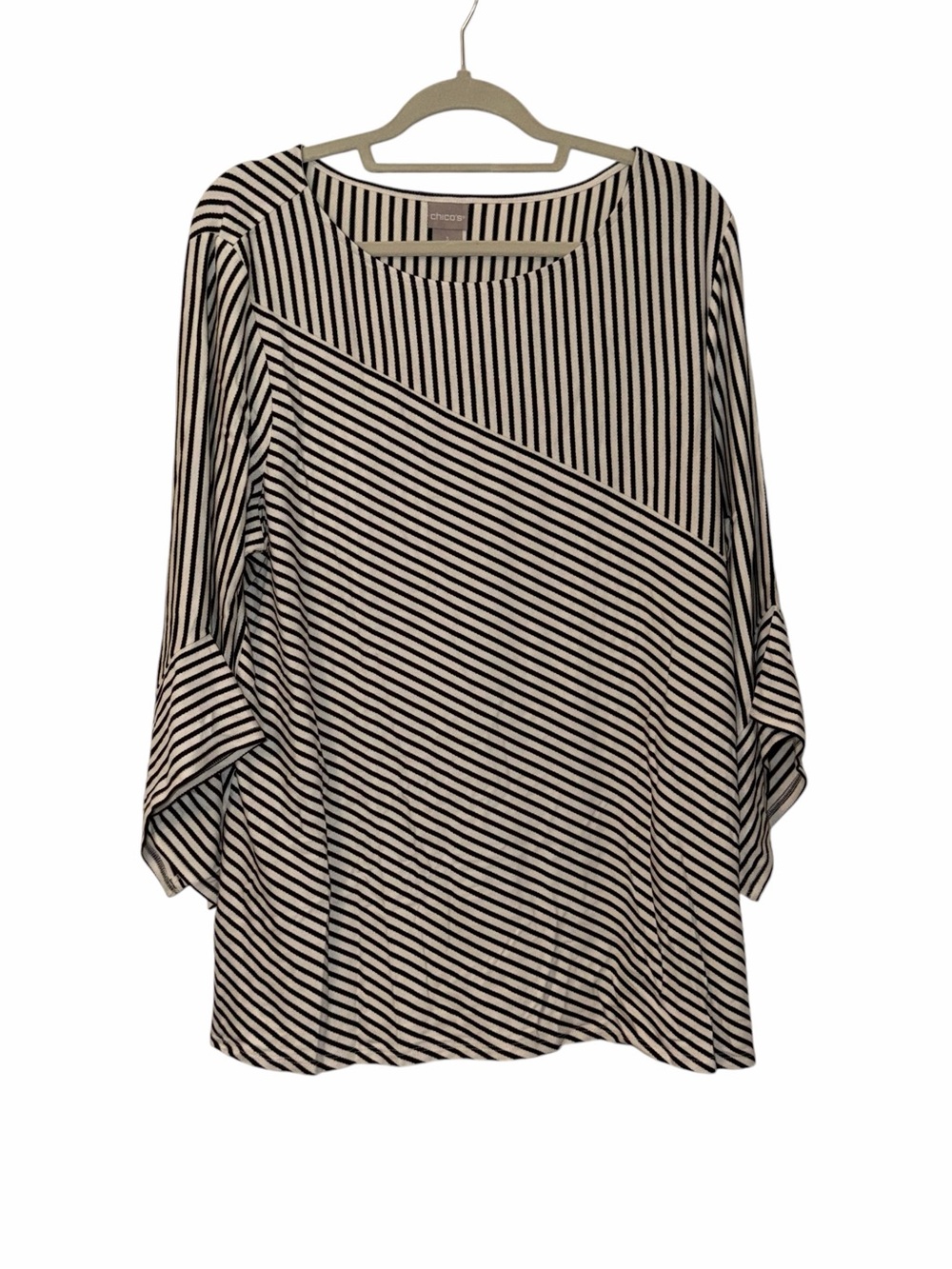 Chico's Black and White Diagonal Stripe Tunic - Picture 2 of 5